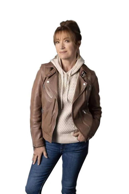 Jane Seymour Harry Wild Brown Leather Jacket