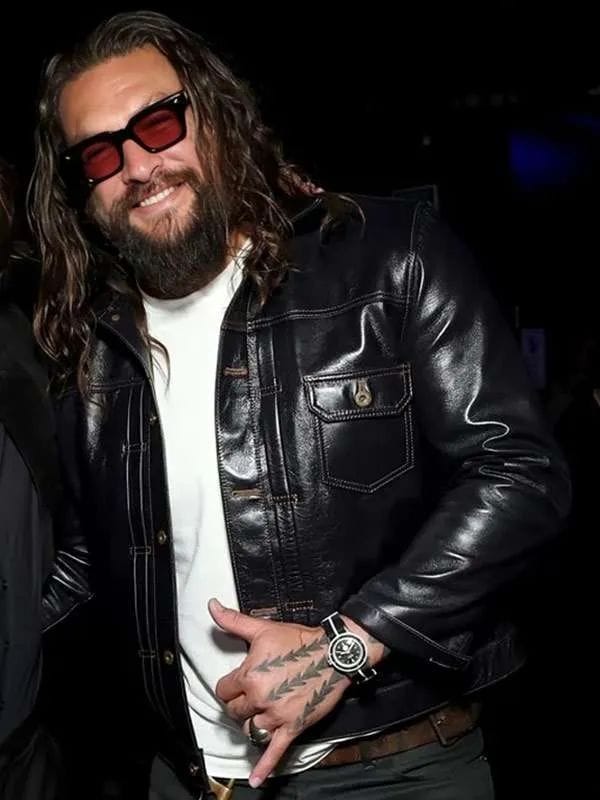 Jason Momoa CinemaCon Black Leather Jacket