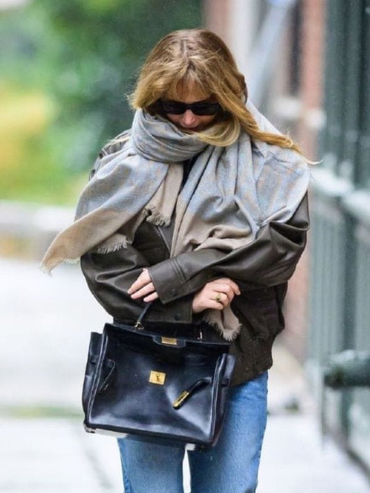 Jennifer Lawrence NYC 2025 Oversized Leather Jacket