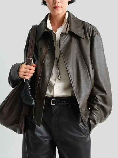 Jennifer Lawrence NYC 2025 Oversized Leather Jacket