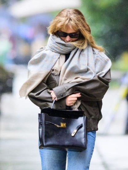 Jennifer Lawrence NYC 2025 Oversized Leather Jacket