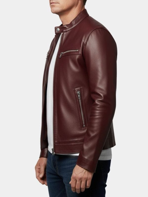 Jeremy Renner Burgundy Leather Jacket