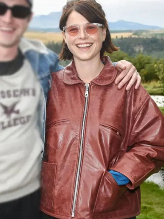 Jessie Buckley Hamnet World Premiere Leather Jacket