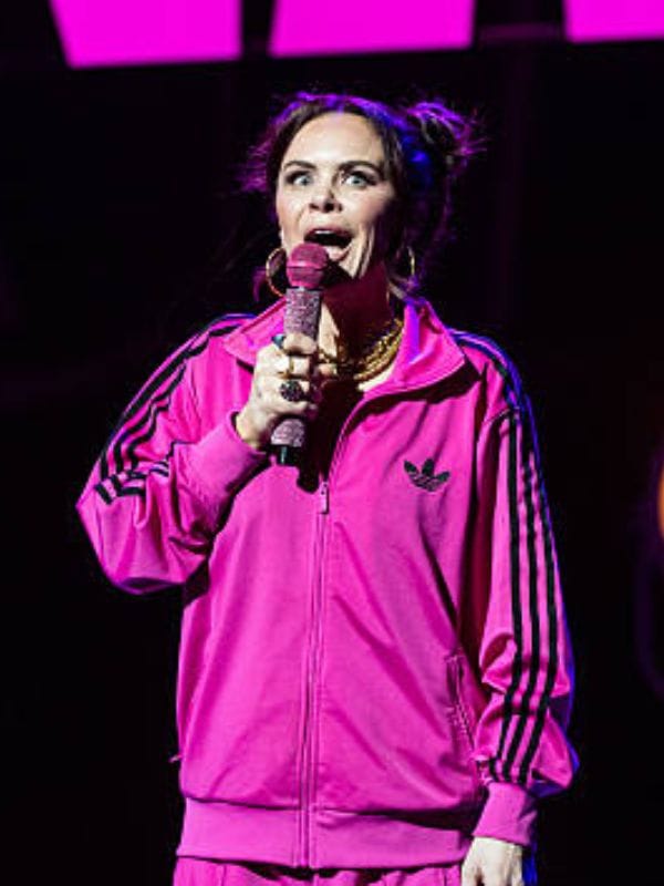 Eventim Apollo Joanne McNally Pinotphile Pink Jacket