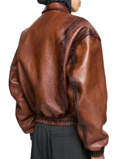 Jungkook Hublot Ambassador Leather Jacket Brown