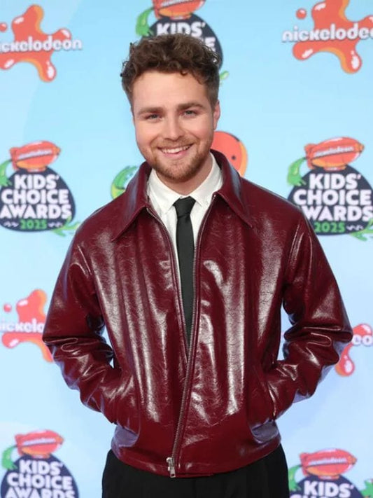 Kids Choice Awards Alex Warren Leather Jacket Maroon