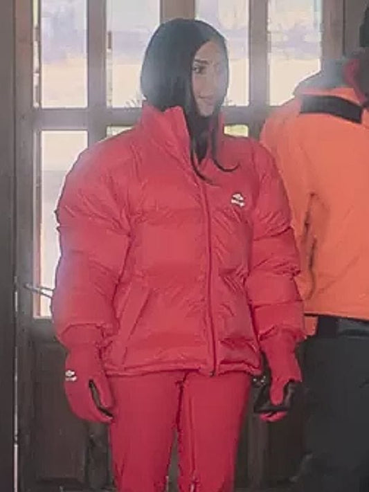 Kim Kardashian The Kardashians S05 Orange Puffer Jacket Kim Kardashian The Kardashians S05 Orange Puffer Jacket