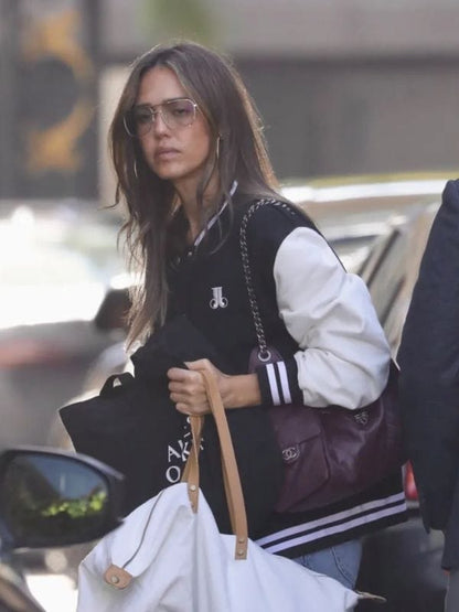 LA 2026 Jessica Alba Varsity Jacket Black