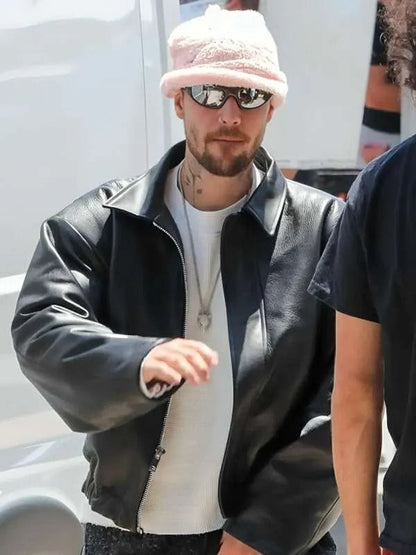 LA 2026 Justin Bieber Black Leather Jacket