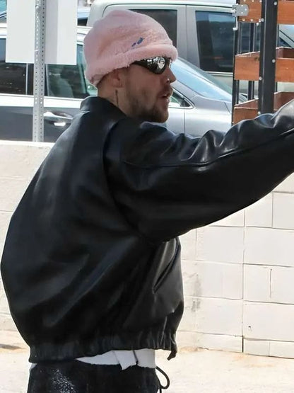 LA 2026 Justin Bieber Black Leather Jacket