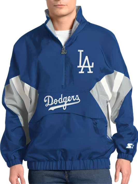 LA Dodgers Cooperstown Chief Half-Zip Jacket Blue
