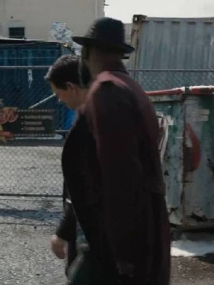 LaKeith Stanfield Play Dirty 2025 Maroon Trench Coat