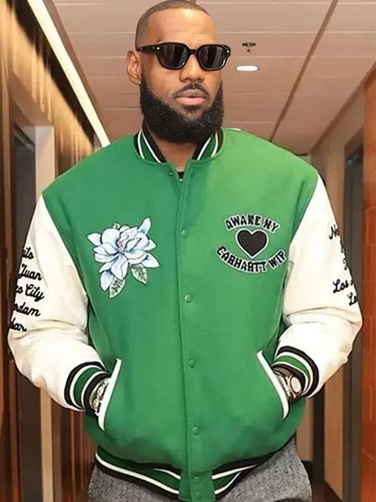 LeBron James Green And White Bomber Jacket