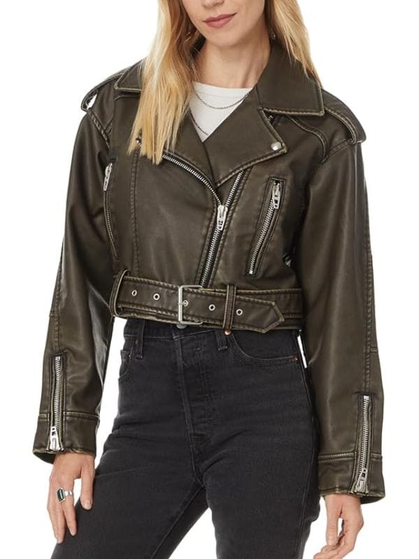 Love is Blind S08 Madison Errichiello Leather Biker Jacket Brown