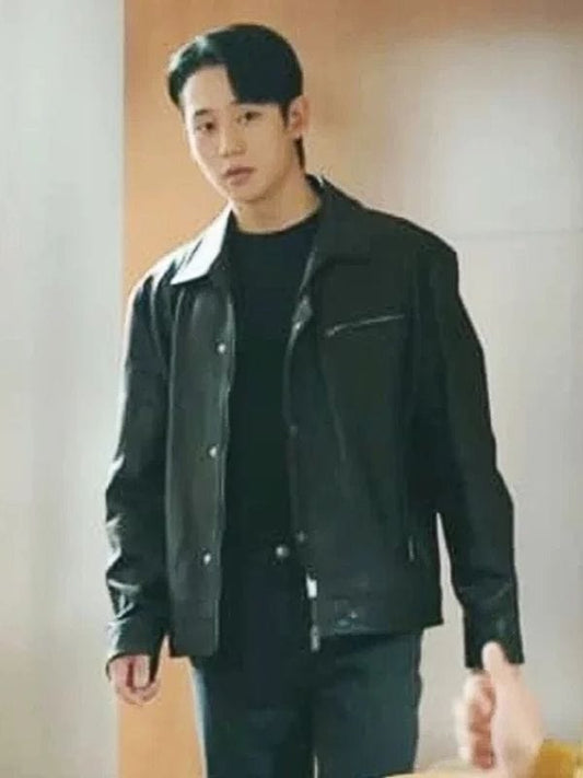 Love Next Door Jung Hae-in Black Leather Jacket