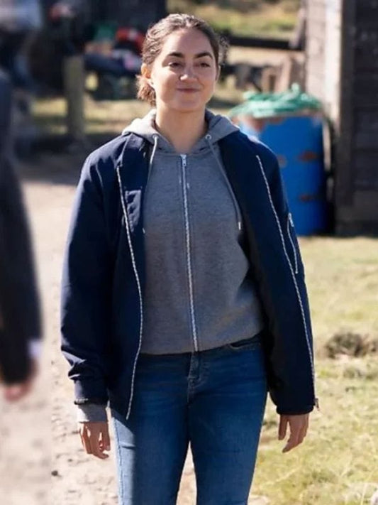 Lynley S01 Sofia Barclay Blue Bomber Jacket