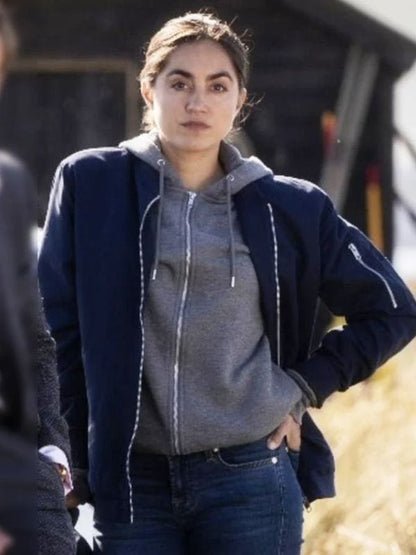 Lynley S01 Sofia Barclay Blue Bomber Jacket
