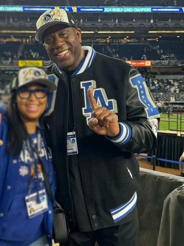 Magic Johnson Dodgers Mash Up Logo Varsity Jacket