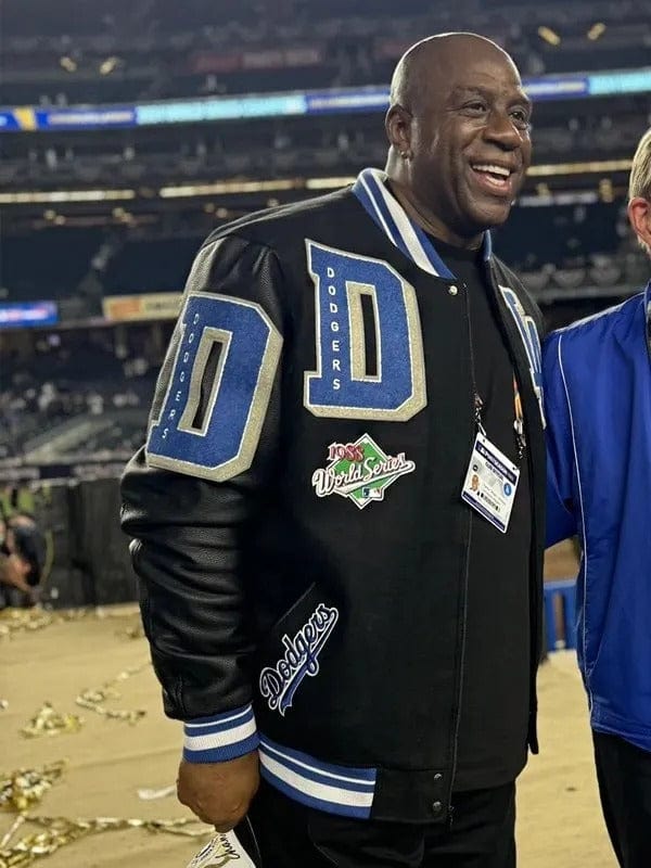 Magic Johnson Dodgers Mash Up Logo Varsity Jacket