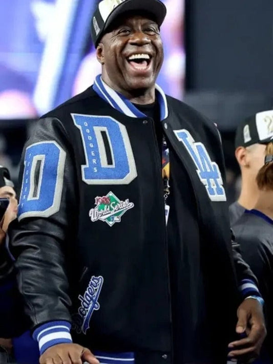 Magic Johnson Dodgers Mash Up Logo Varsity Jacket