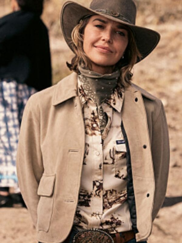 Marshals S01 Arielle Kebbel Beige Suede Jacket