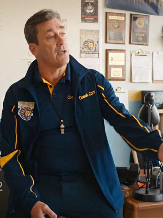 Coach Carr Mean Girls 2024 Jon Hamm Blue Track Jacket