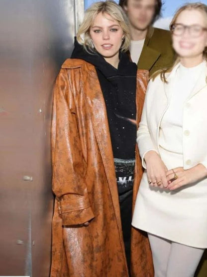 Renee Rapp Mean Girls 2024 Regina Brown Leather Coat
