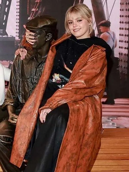 Renee Rapp Mean Girls 2024 Regina Brown Leather Coat