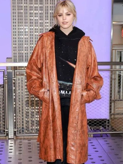 Renee Rapp Mean Girls 2024 Regina Brown Leather Coat