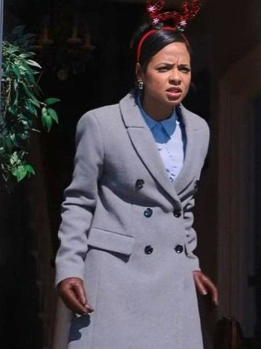 Meet Me Next Christmas Christina Milian Grey Coat