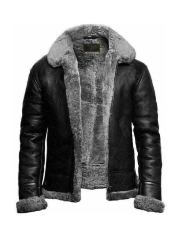 Men's B3 RAF Aviator Fur Leather Jacket Men's B3 Bomber Flying RAF Aviator Fur Leather Jacket