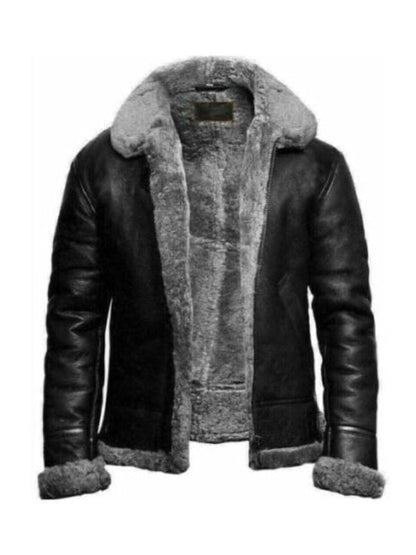 Men's B3 RAF Aviator Fur Leather Jacket Men's B3 Bomber Flying RAF Aviator Fur Leather Jacket