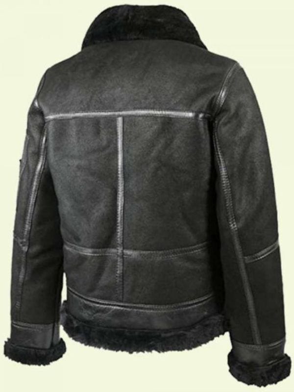 Men's Black Real Leather Shearling Aviator Jacket