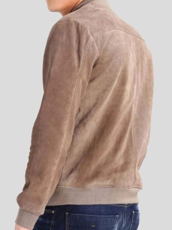 Men’s Grey Suede Bomber Jacket Men's Grey Suede Leather Bomber Jacket