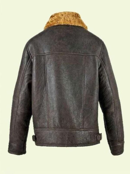 Men’s Leather Jacket with Shearling Collar Mens Brown Leather Jacket with Shearling Collar