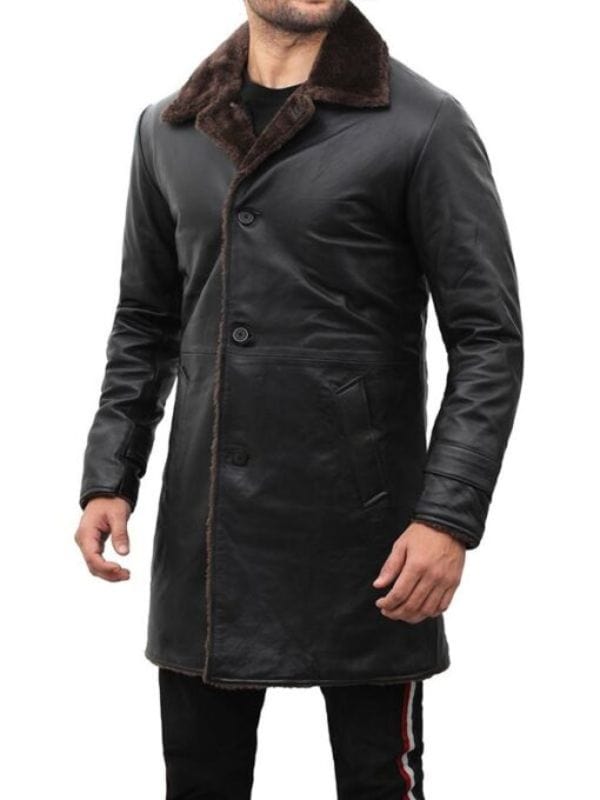 Men’s Leather Shearling Black Coat Men's Leather Shearling Black Coat