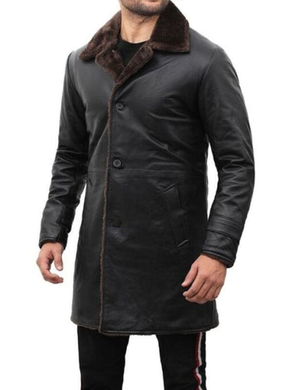 Men’s Leather Shearling Black Coat Men's Leather Shearling Black Coat