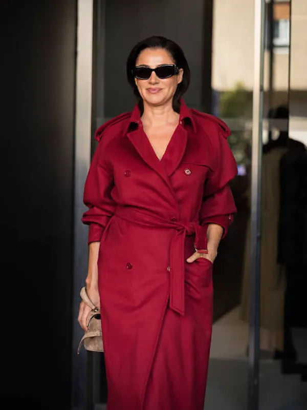 Milan Fashion Week Luisa Ranieri Red Long Coat