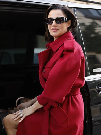 Milan Fashion Week Luisa Ranieri Red Long Coat