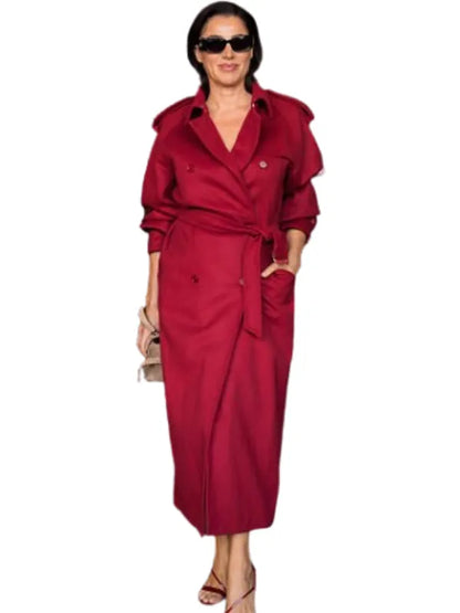 Milan Fashion Week Luisa Ranieri Red Long Coat