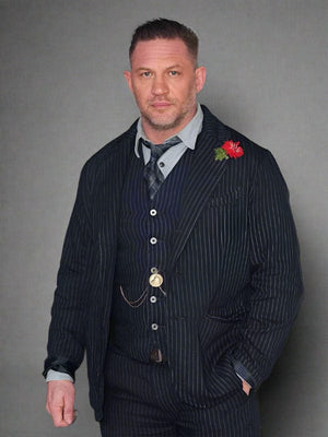 Mobland Premiere Tom Hardy Pinstriped Blazer