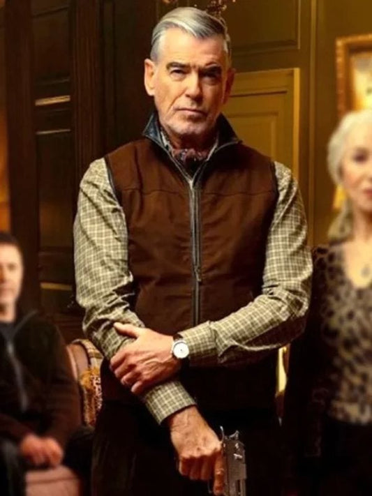 MobLand S01 Pierce Brosnan Brown Vest