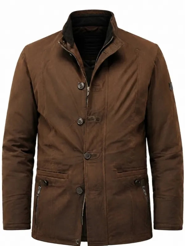 MobLand S02 2026 Pierce Brosnan Brown Cotton Coat