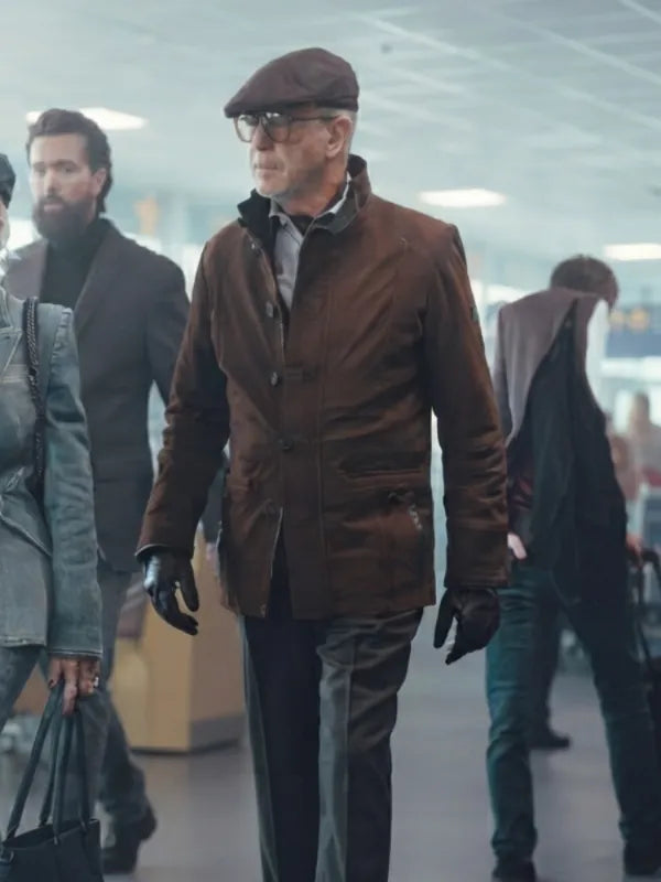 MobLand S02 2026 Pierce Brosnan Brown Cotton Coat