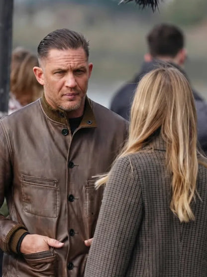 MobLand S02 2026 Tom Hardy Warm Brown Leather Jacket