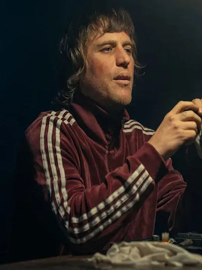 MobLand S02 Johnny Flynn Burgundy Track Jacket