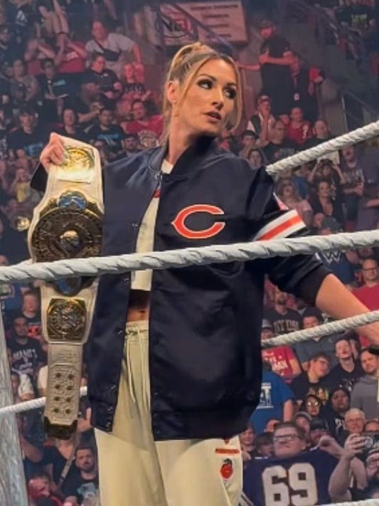 Monday Night RAW Becky Lynch Chicago Bears Jacket Blue