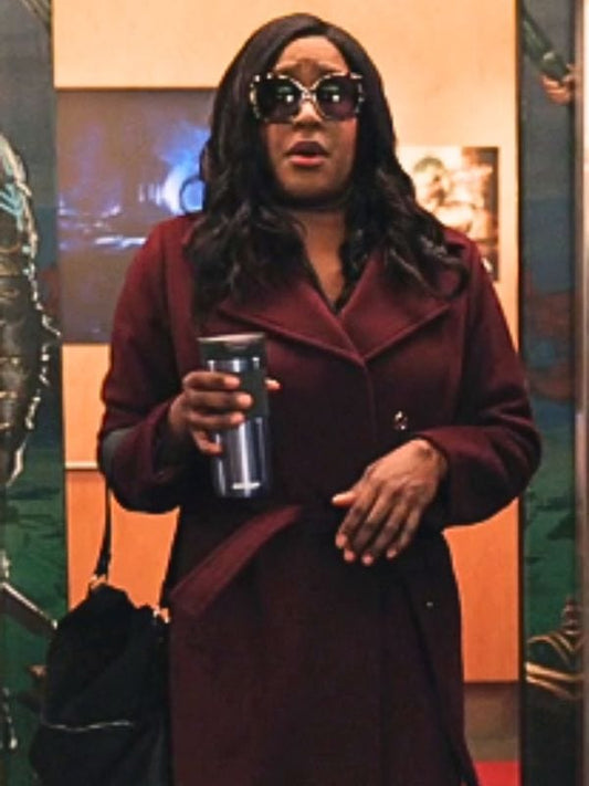 Mythic Quest S04 Naomi Ekperigin Burgundy Coat Mythic Quest S04 Naomi Ekperigin Burgundy Coat