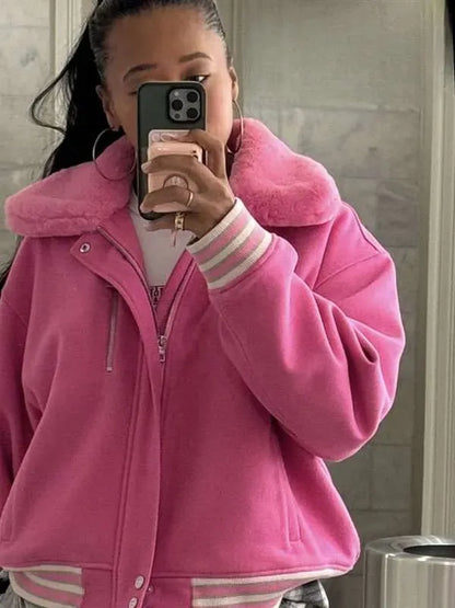 Naomi Osaka US Open Tennis 2026 Pink Varsity Jacket