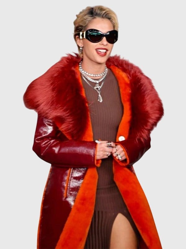 Naomi Scott Smile 2 Shearling Leather Trench Coat